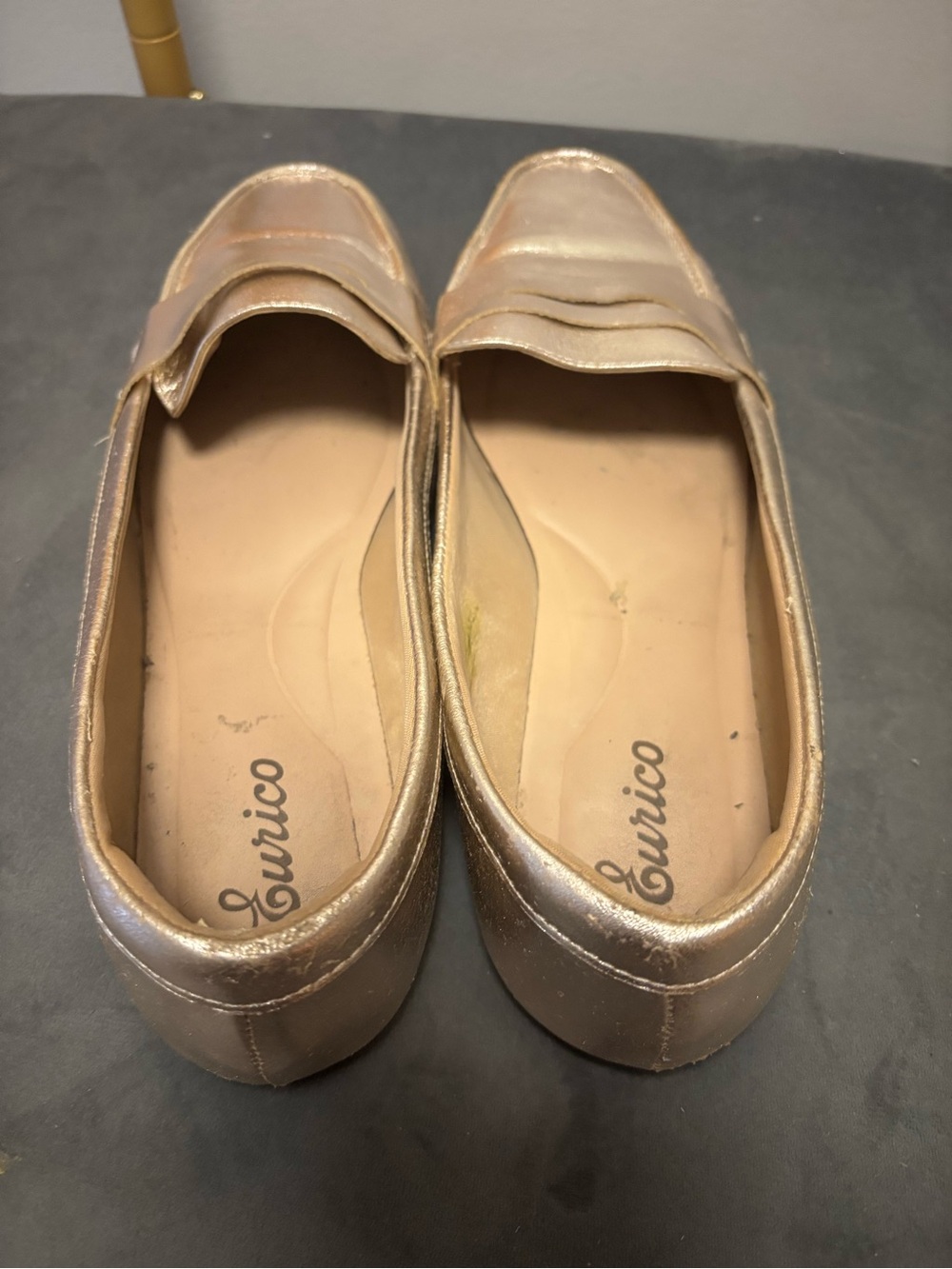 Metallic Gold Women’s Loafers - Picture 2 of 3